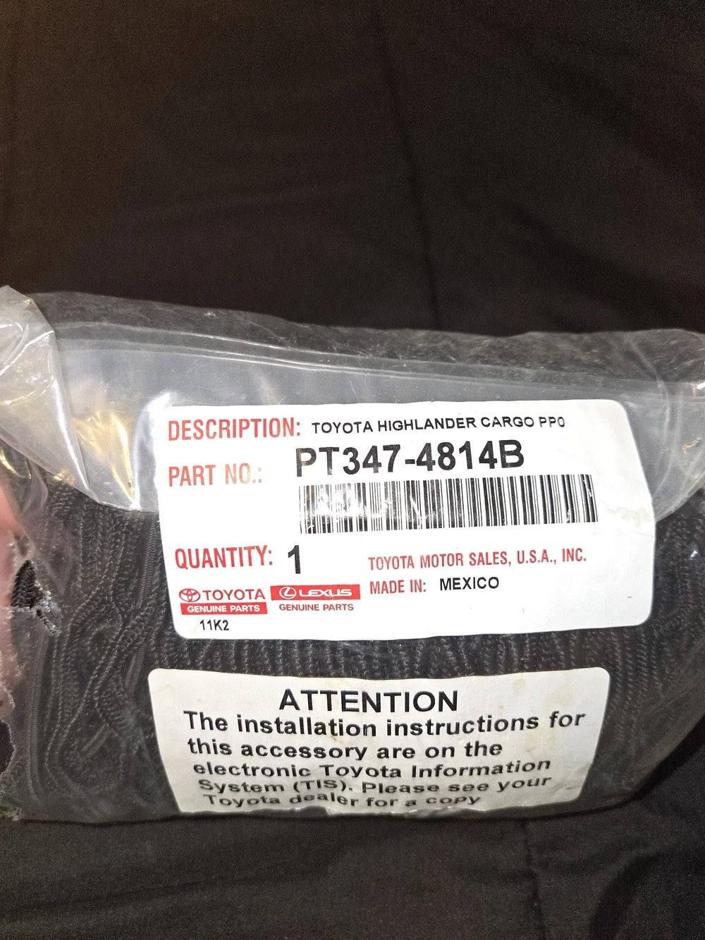 Toyota Rear Cargo Net Organizer in Black